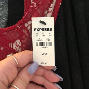 Red lace overlay dress